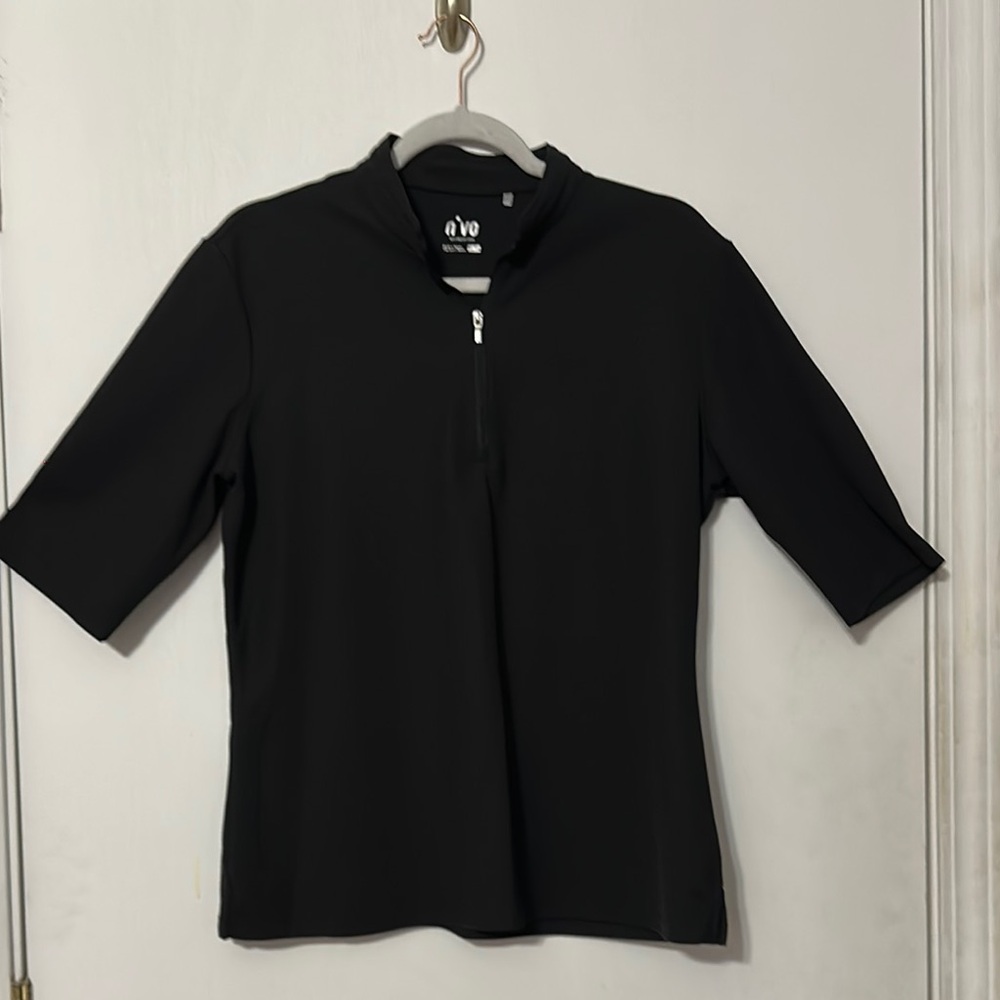 Black Fitted 3/4 Sleeve Zippered Sweatshirt